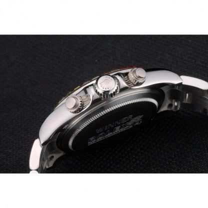 Replica Rolex Daytona Cosmograph Rainbow Crystals Bezel Stainless Steep Strap Black Dial 80250 - Image 9