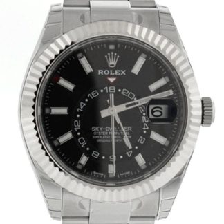 Replica Rolex Sky Dweller Black Dial White Gold Bezel Oyster 326934