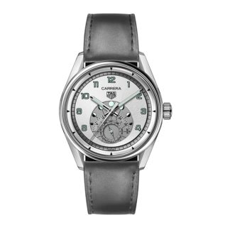 TAG Heuer Carrera Astronomer 39mm Mens Watch Silver Calfskin Strap WBX2112.FC6615