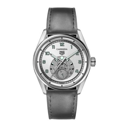 TAG Heuer Carrera Astronomer 39mm Mens Watch Silver Calfskin Strap WBX2112.FC6615