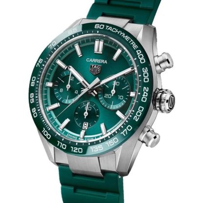 TAG Heuer Carrera Chronograph 44mm Mens Watch Green Rubber CBN2A1N.FT6238 - Image 2