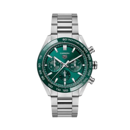 TAG Heuer Carrera Chronograph 44mm Mens Watch Green Stainless Steel CBN2A1N.BA0643
