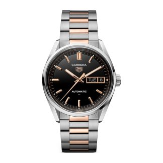 TAG Heuer Carrera Day-Date 41mm Mens Watch Black Rose Gold WDA2111.BD0001