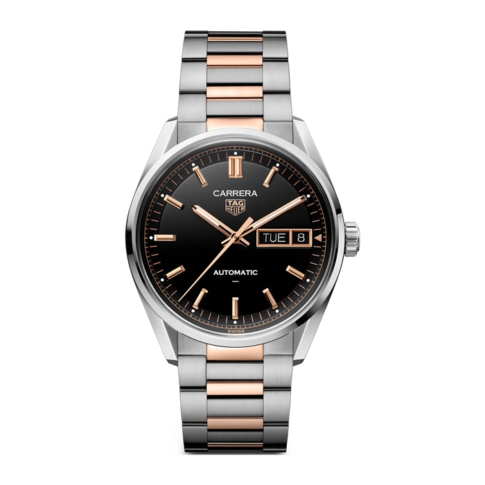 TAG Heuer Carrera Day-Date 41mm Mens Watch Black Rose Gold WDA2111.BD0001